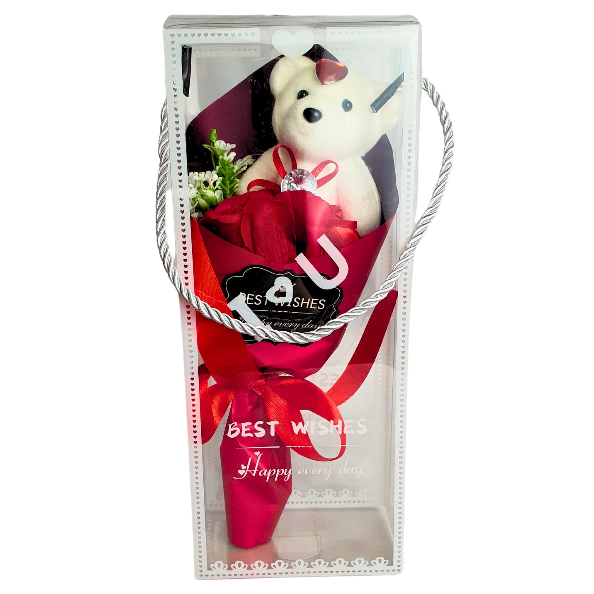Mini Buquê com Ursinho e Rosa Perfumada Mini Buquê com Ursinho e Rosa Perfumada